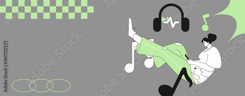 Music characters scene flat vector concept operation illustration
