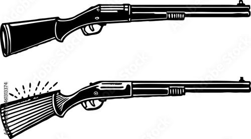 A shotgun differ in its ammunition and effect compared to a rifle. gun and bullets