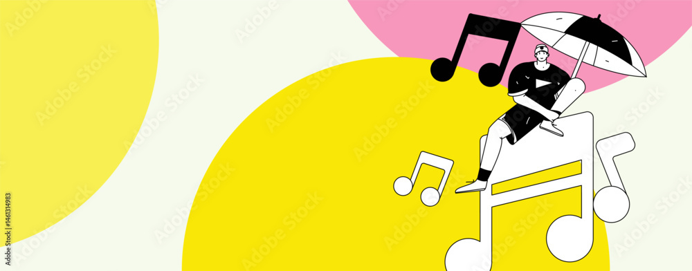 Obraz premium Music characters scene flat vector concept operation illustration 