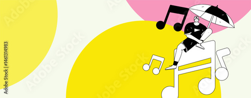 Music characters scene flat vector concept operation illustration
