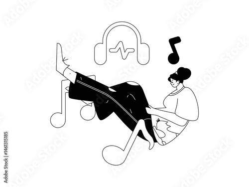 Music characters scene flat vector concept operation illustration
