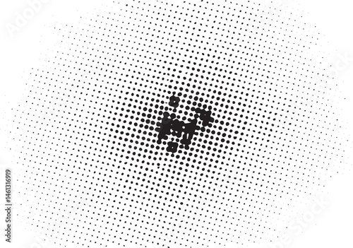 A silhouetted figure appears within a dynamic halftone