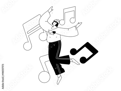 Music characters scene flat vector concept operation illustration
