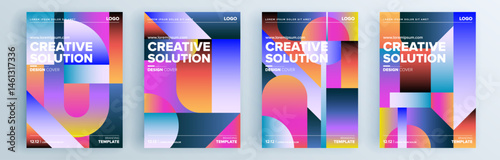 Modern abstract covers set, minimal covers design. Colorful geometric background, vector illustration.