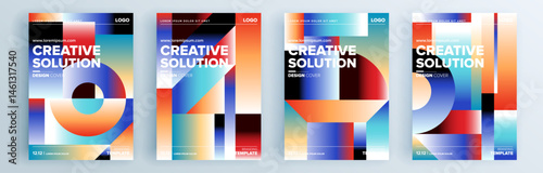 Modern abstract covers set, minimal covers design. Colorful geometric background, vector illustration.