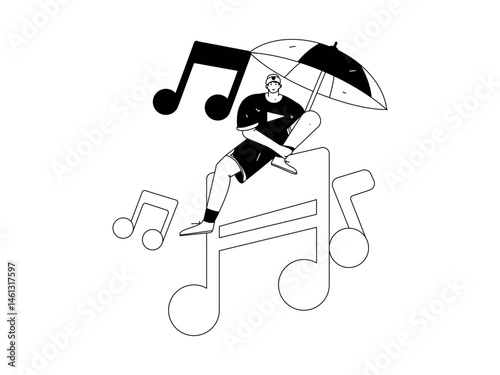Music characters scene flat vector concept operation illustration
