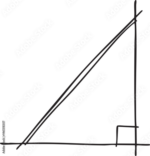 A dark diagonal intersects a vertical rectangle.