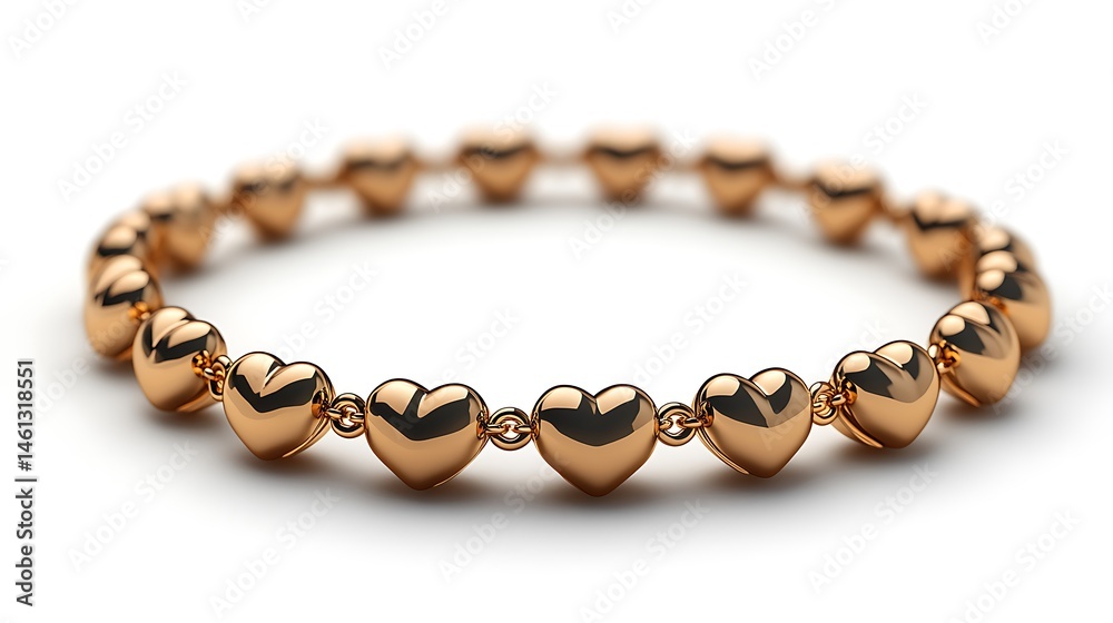 Obraz premium Golden Heart Bracelet Jewelry Fashion Elegant Accessory Love Symbol High Resolution Images