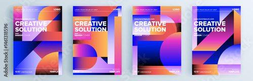 Modern abstract covers set, minimal covers design. Colorful geometric background, vector illustration.