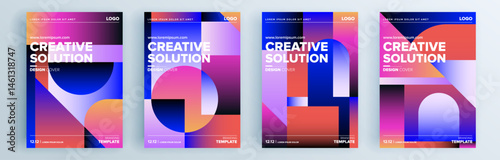 Modern abstract covers set, minimal covers design. Colorful geometric background, vector illustration.