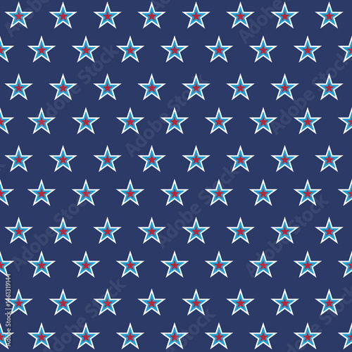Patriotic Stars Seamless Pattern. 4th of July, USA Independence day, Americana Backdrop. Vector Template For Fabric, Textile, Wallpaper, Wrapping Paper