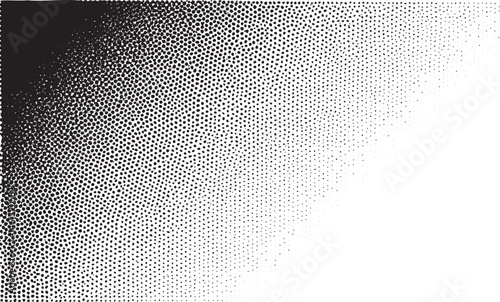 A gradual transition from black to white creates a dynamic halftone effect.