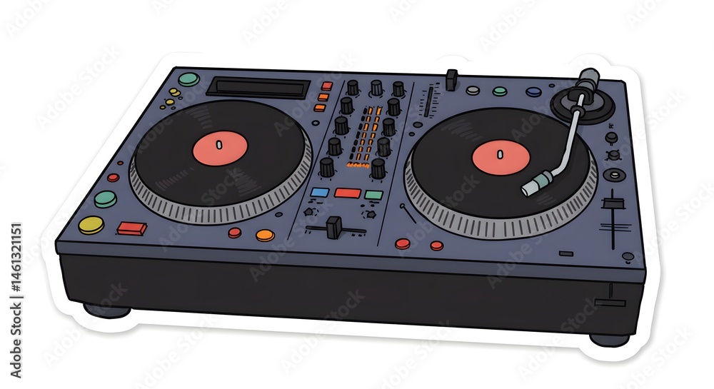 Fototapeta premium Illustration of a DJ Turntable Mixer