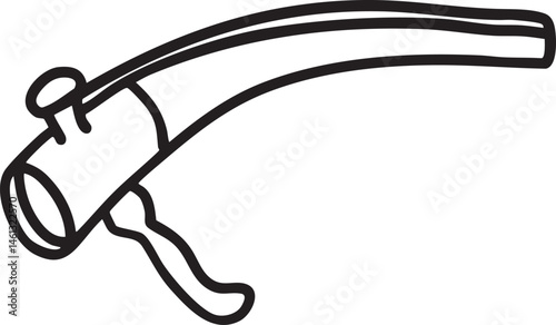 A curved stylized crossbow rests on a white surface.