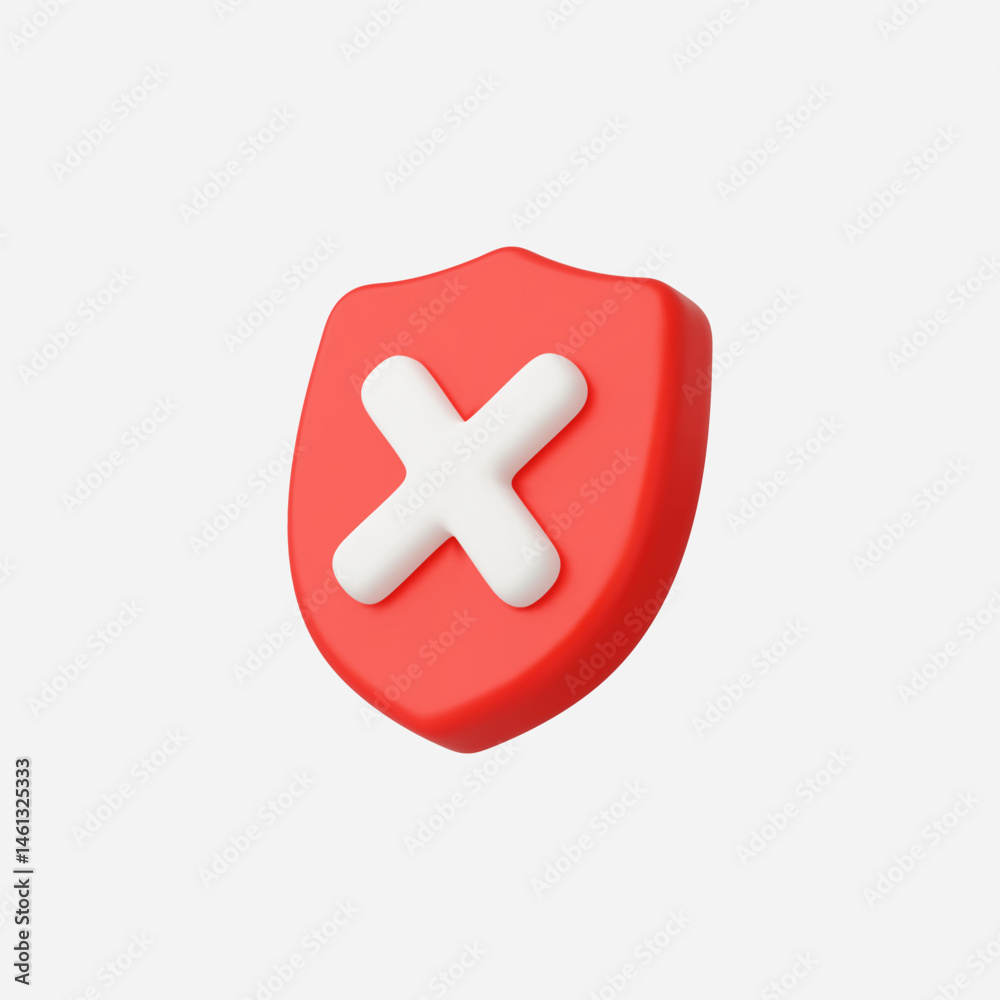 Fototapeta premium 3d Realistic Shield Close Security vector Illustration