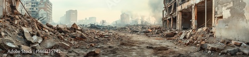 Urban Destruction A City in Ruins After Catastrophic Event