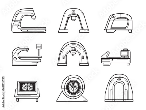 Professional CT Scanner Line Art for Health and Medical Use