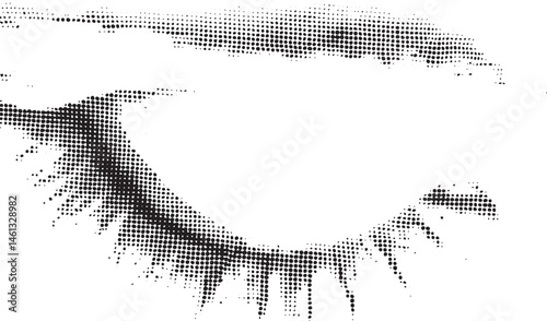 A close-up reveals a detailed solitary eye with prominent eyelashes.