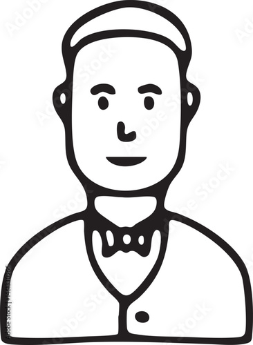 A distinguished man wears a formal cap and bow tie.