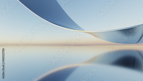 Fototapeta Naklejka Na Ścianę i Meble -  3d illustration of abstract minimal architecture background, geometric architectural with curve design, Car presentation