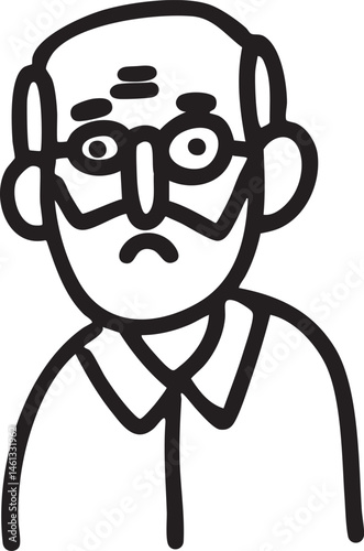 A mature man gazes thoughtfully with a serious expression.