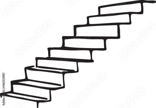 A simple linear staircase ascends upwards.