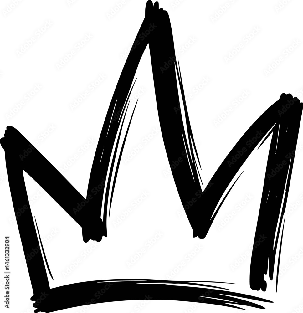 Hand drawn black brush stroke crown
