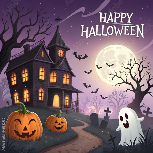 halloween background with haunted house