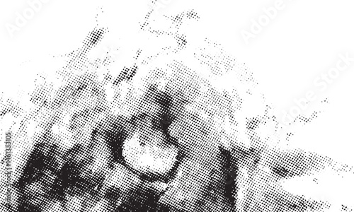 A grayscale portrait of a woman with intense eyes.