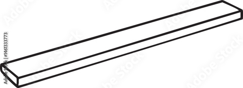 A simple rectangular wooden beam rests vertically on a white surface.