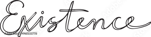 Elegant script typography 'Existence' written on a white background.