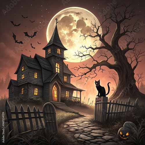 halloween background with castle