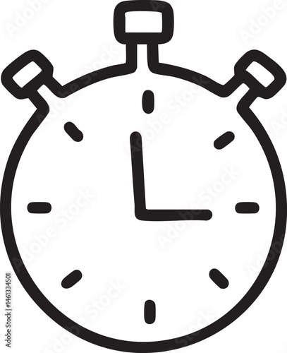 A stylized stopwatch displays a large 'L' marking time.