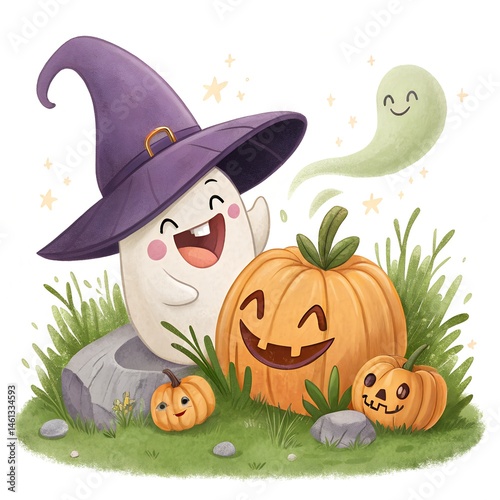 halloween witch and pumpkin