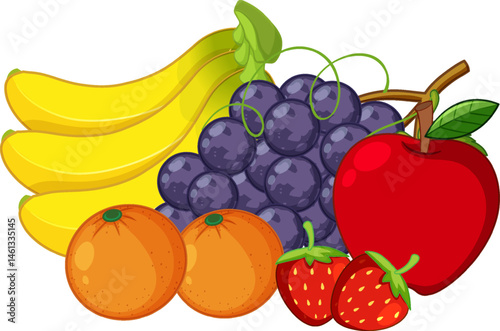 Set of colourful fruit on white background