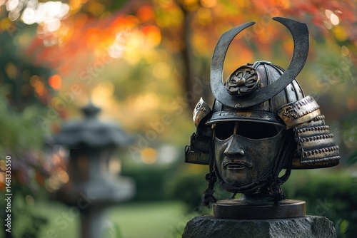 Wallpaper Mural Detailed antique samurai helmet displayed outdoors. Torontodigital.ca