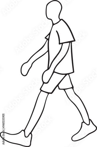 A silhouetted figure walks forward in a linear pose.