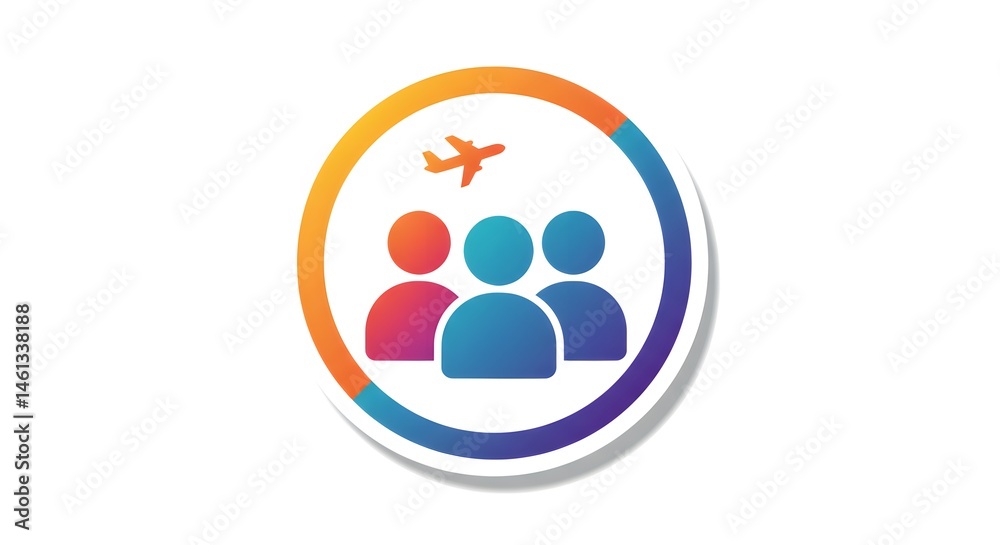 Travel Group Icon with Airplane Travel Group Icon with Airplane