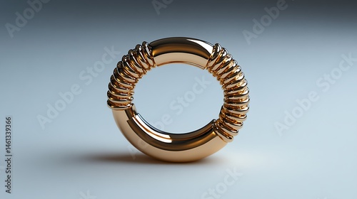 Golden Ring With Coiled Texture Decorative Element Elegant Round Shape Aesthetic High Resolution Images