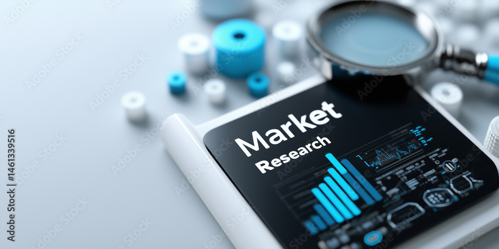 Fototapeta premium Insights into market research initiatives using data analysis tools and visual representations