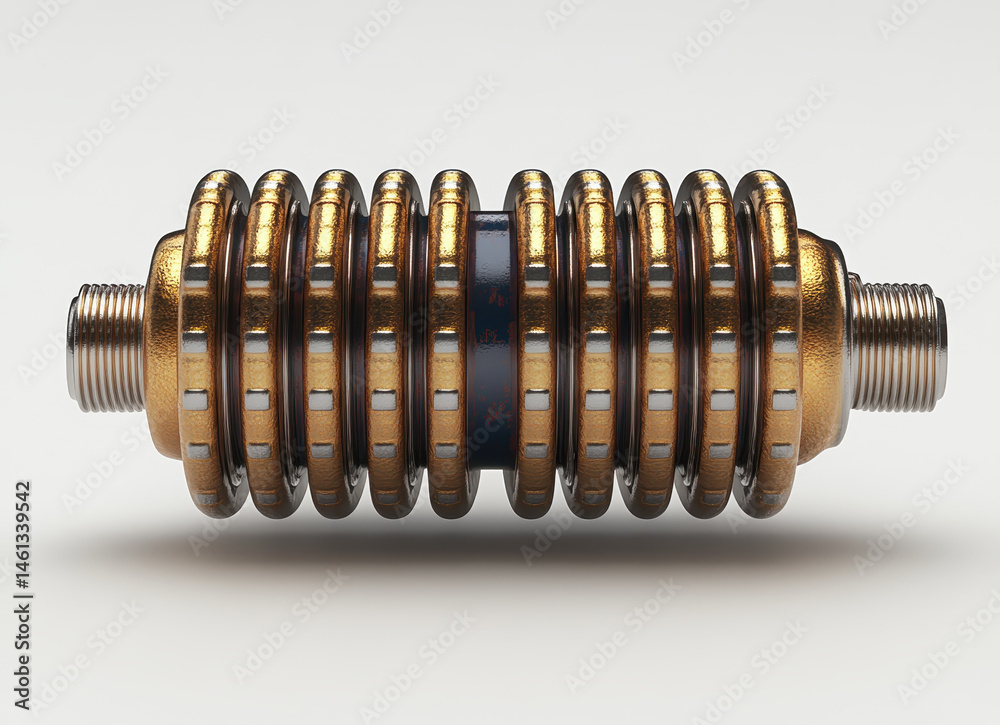 High-Quality Image of Metallic Inductance Coil on White Background