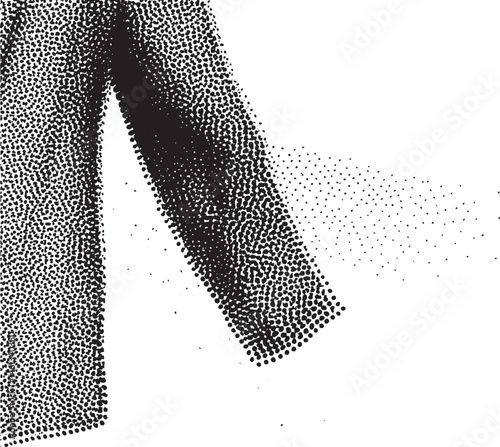 A monochromatic abstract depicts a draped coat with intense textural detail.