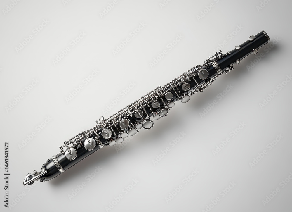 Obraz premium High-Quality Image of Oboe Isolated on Pure White Background Featuring Detailed Keys and Body