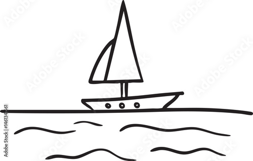 A sailboat glides across a calm blue ocean.