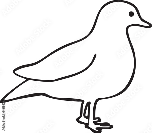 A lone white bird stands gracefully in a simple outline.