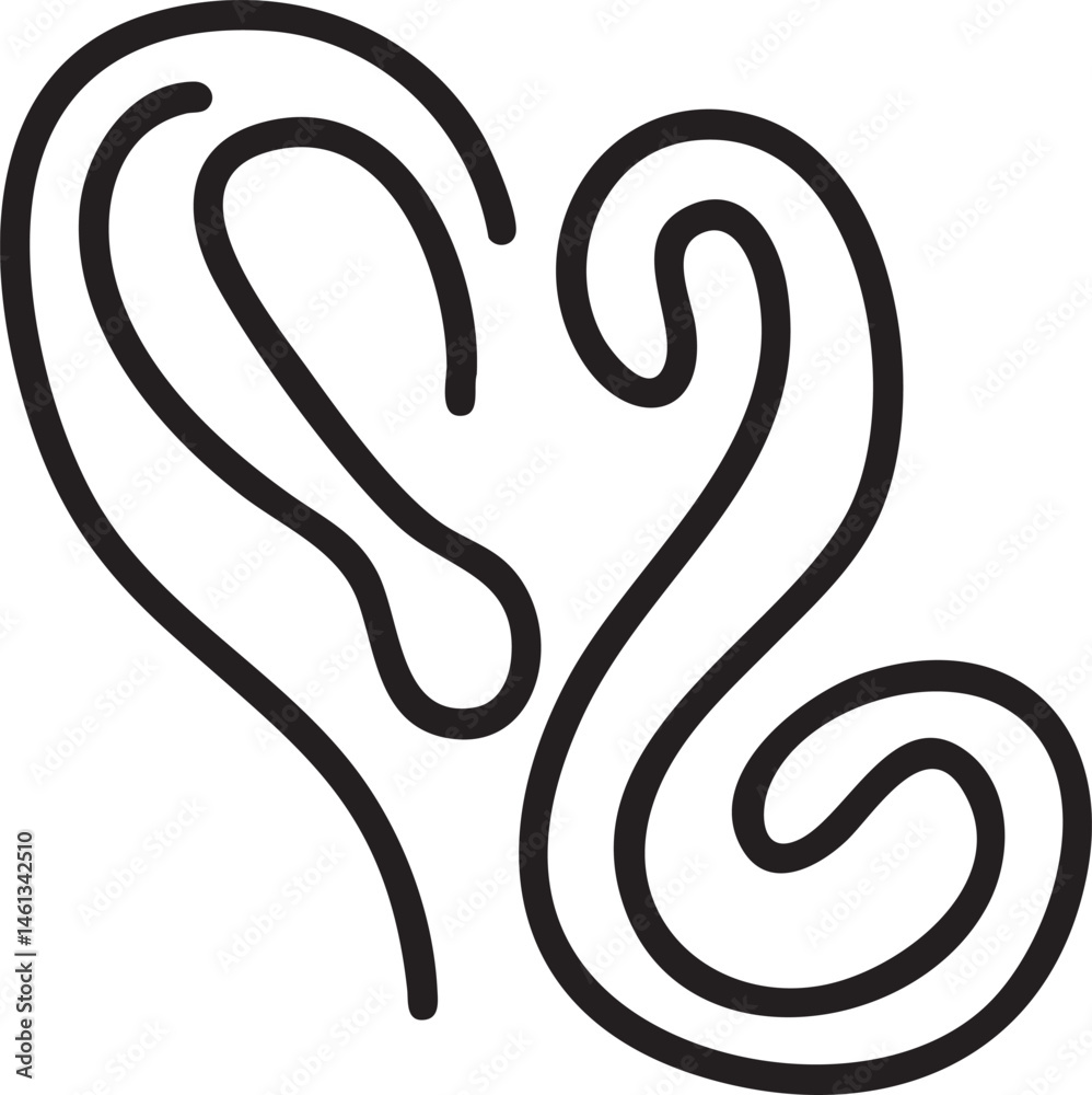 Obraz premium A continuous flowing black forms a stylized heart shape.