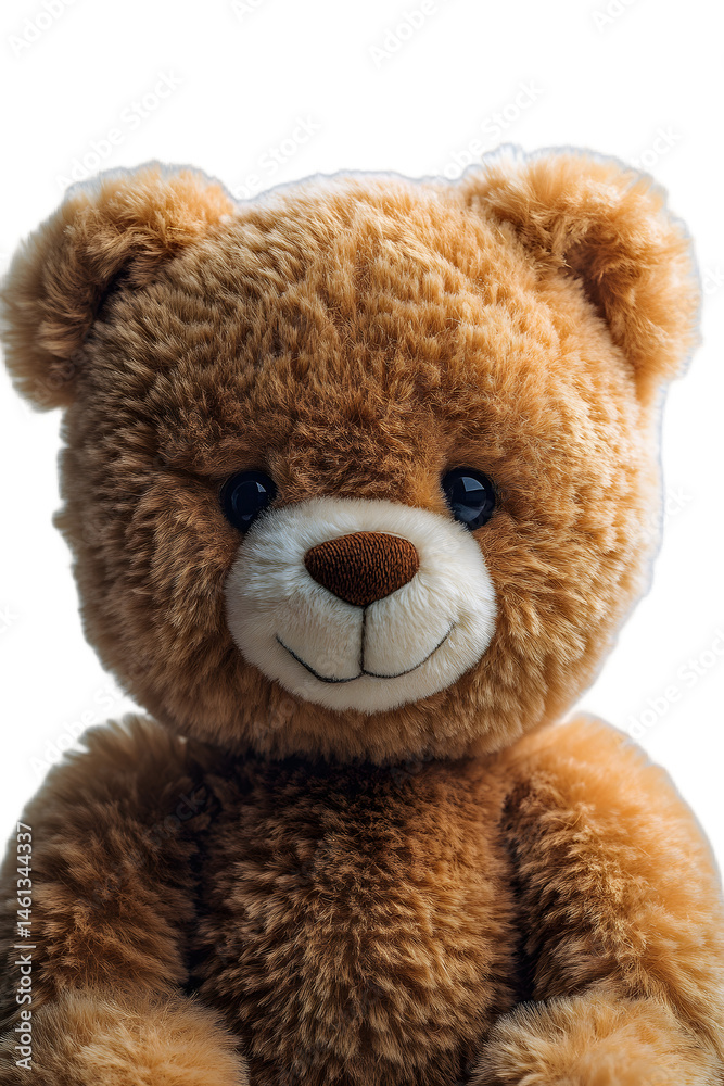 Obraz premium Plush teddy bear with soft fur on isolated background, sharp focus image for retail catalogs and holiday gift guides