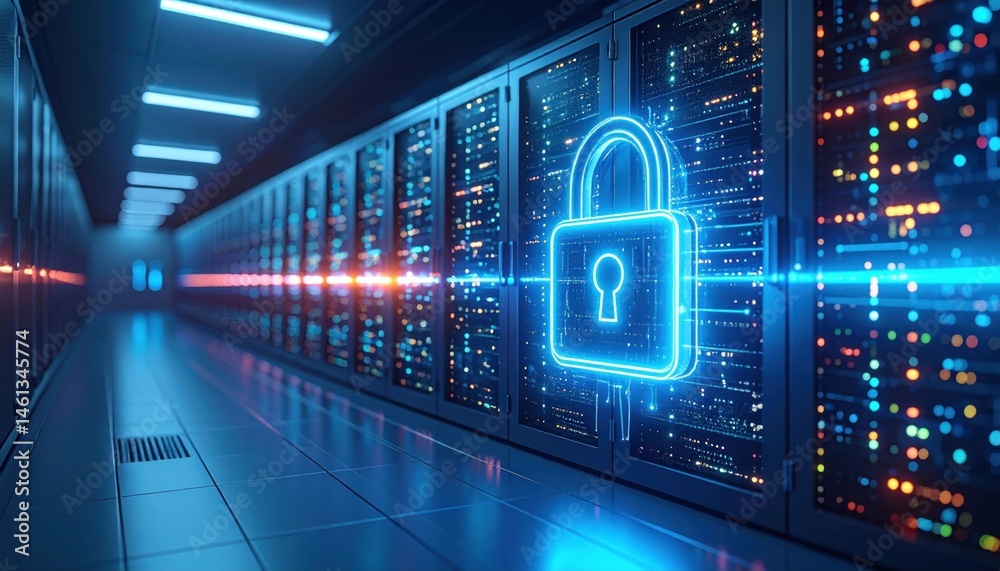 Data Center Security with Digital Padlock on Server Racks Data Center Security with Digital Padlock on Server Racks