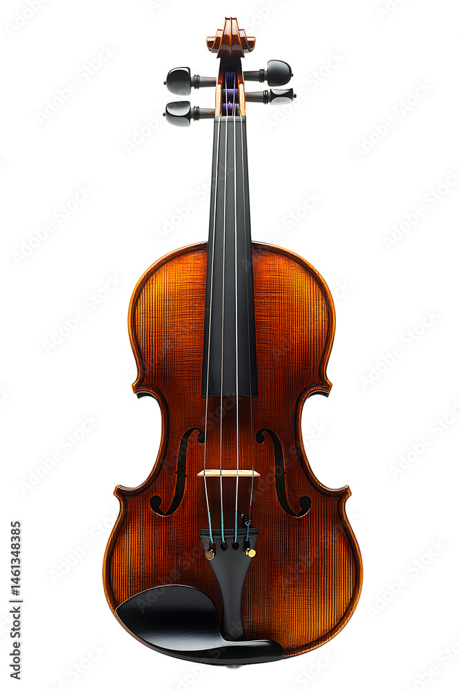 Obraz premium An elegant wooden violin with its bow on a transparent background, professional photography for album covers, concert flyers and musical events