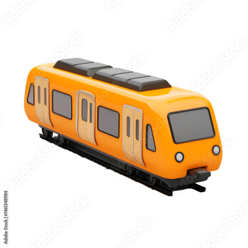Orange Modern Train Cartoon Render 3D Model